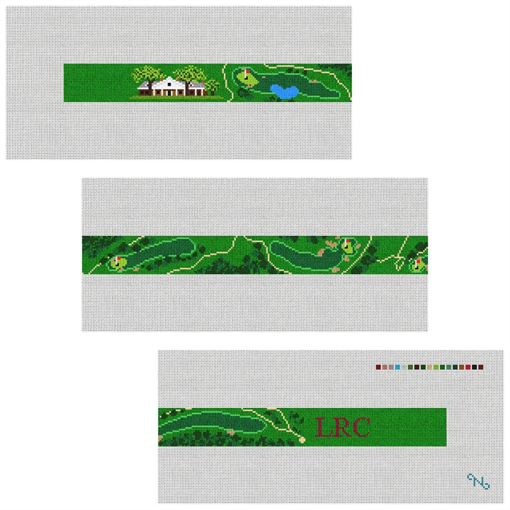 Little Rock Golf Course Needlepoint Belt Kit Stitched Preview