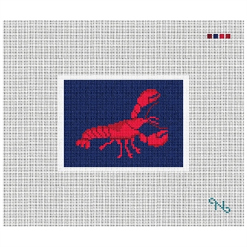 Lobster Needlepoint Card Wallet Kit Stitched Preview