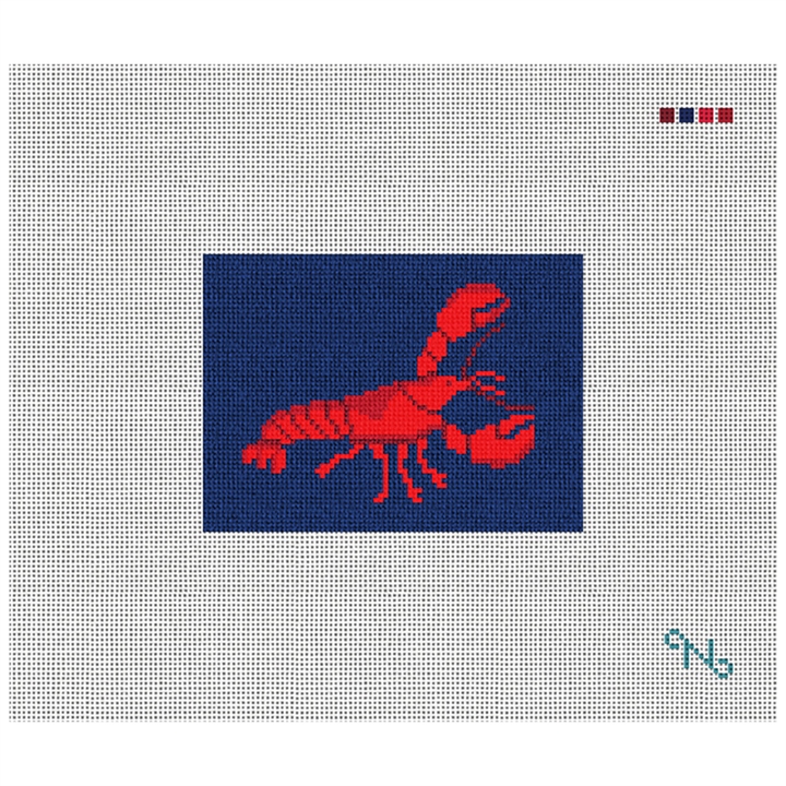 Lobster Needlepoint Card Wallet Kit Stitched Preview