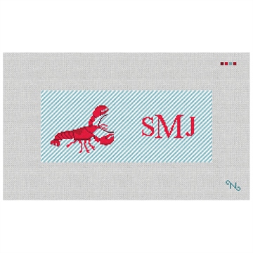 Lobster Needlepoint Flask Kit Stitched Preview