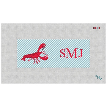 Lobster Needlepoint Wallet Kit Stitched Preview