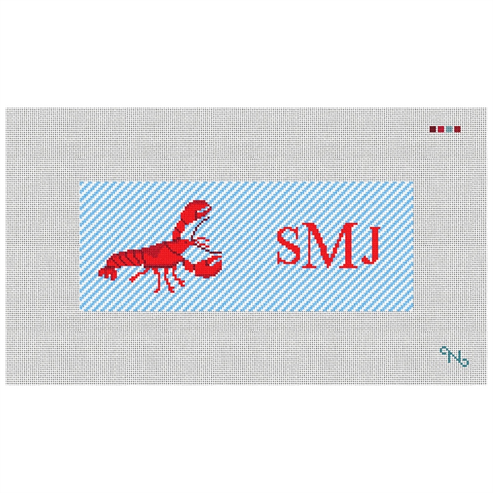 Lobster Needlepoint Wallet Kit Stitched Preview
