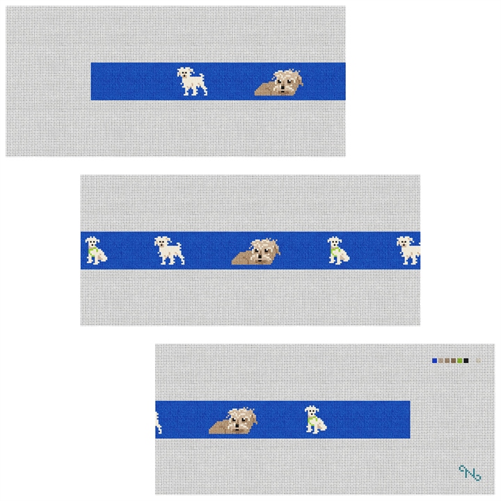 Long Haired Wire Terrier Needlepoint Belt Kit Stitched Preview
