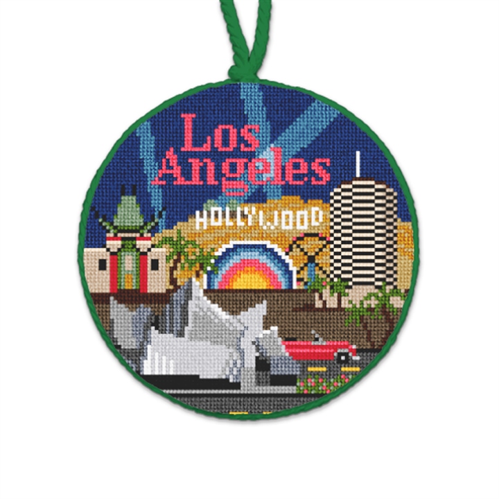 Los Angeles Needlepoint Ornament