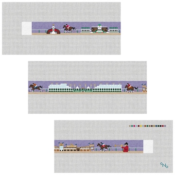 Louisville KY Horse Racing Needlepoint Belt Kit Stitched Preview