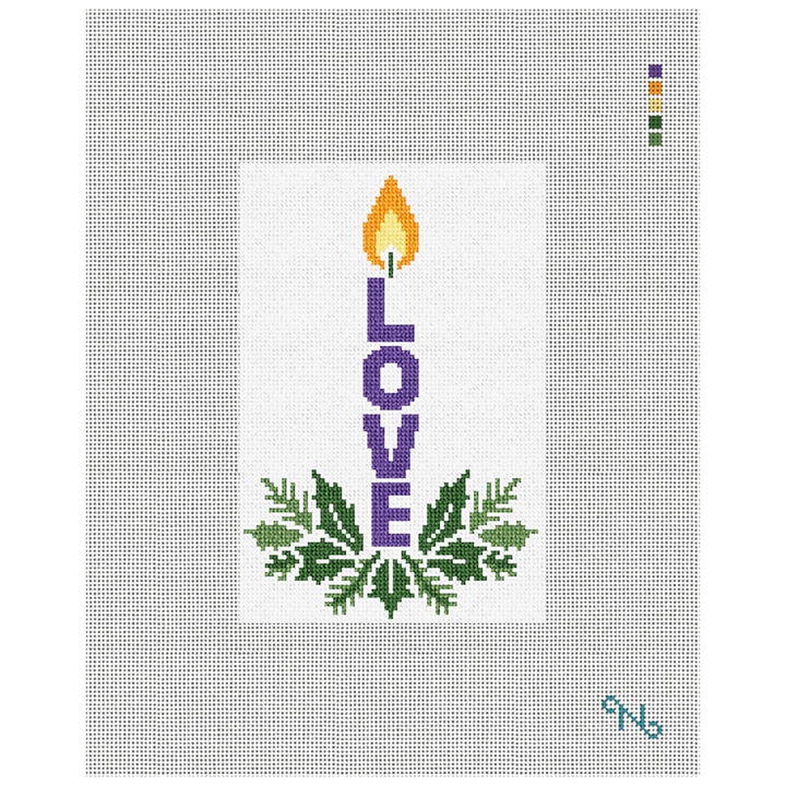 Love Advent Candle Needlepoint Ornament Kit Stitched Preview