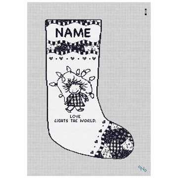 Love Lights the World Needlepoint Stocking Kit Stitched Preview