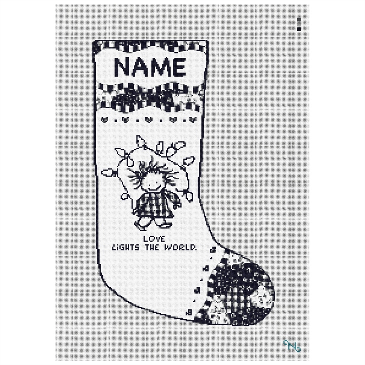 Love Lights the World Needlepoint Stocking Kit Stitched Preview