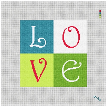 LOVE Needlepoint Ring Bearer Pillow Kit Stitched Preview