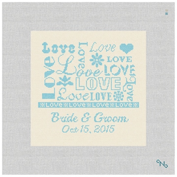 Love Ring Bearer Pillow Needlepoint Kit Stitched Preview