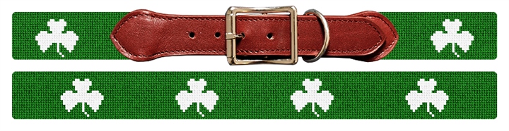 Lucky Irish Clover Needlepoint Dog Collar