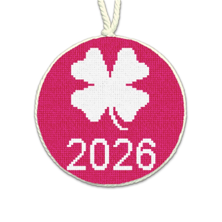 Lucky Pink Clover Needlepoint Ornament