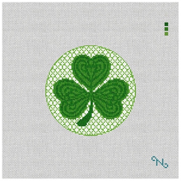Lucky Shamrock Needlepoint Ornament Kit Stitched Preview
