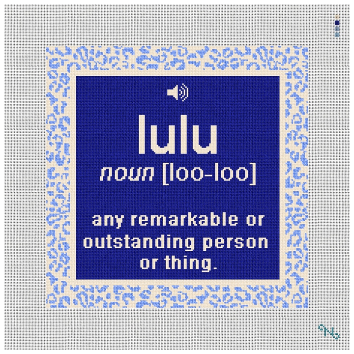 LuLu Needlepoint Pillow Kit Stitched Preview