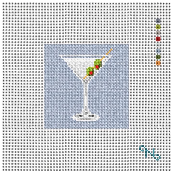 Magnificent Martini Needlepoint Ornament Kit Stitched Preview