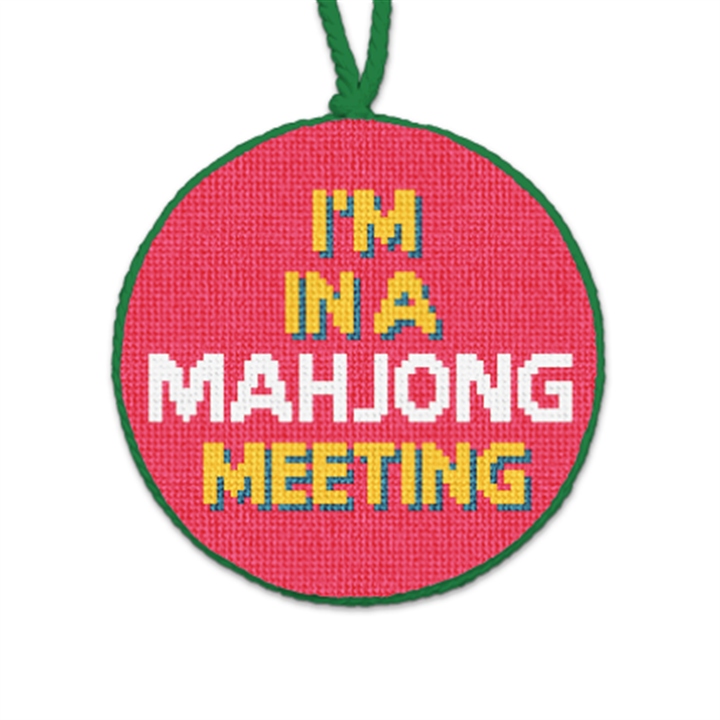 Mahjong Meeting Needlepoint Ornament