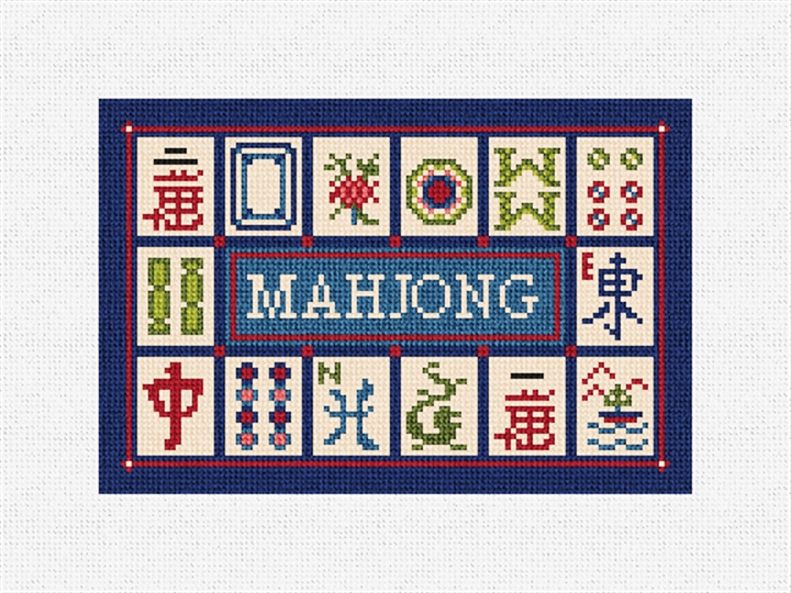 Mahjong Sapphire Card Bag Needlepoint Kit