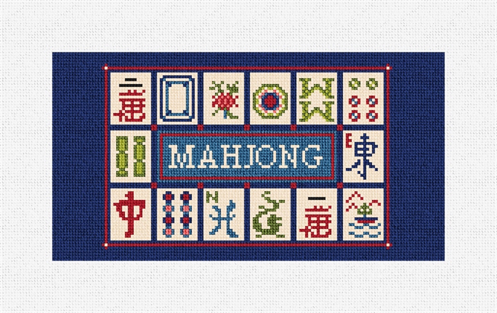 Mahjong Sapphire Needlepoint Eyeglass Case Kit