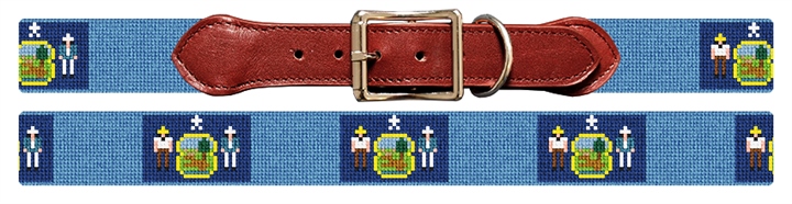 Maine Flag Needlepoint Dog Collar