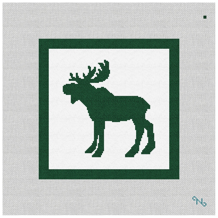 Majestic Moose Needlepoint Pillow Kit Stitched Preview