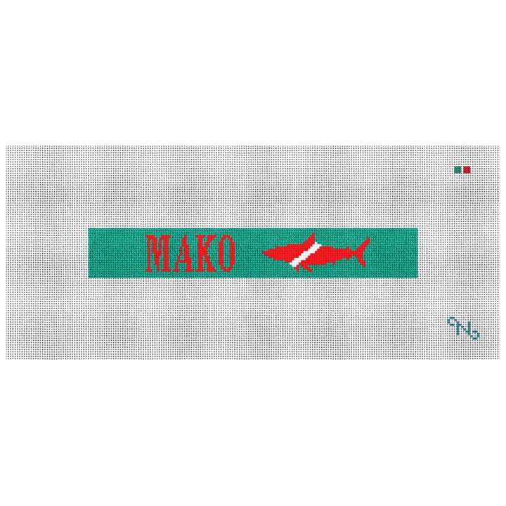 Mako Shark Needlepoint Key Fob Kit Stitched Preview