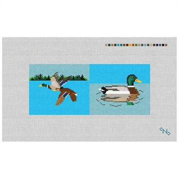 Mallard Landscape Needlepoint Flask Kit Stitched Preview