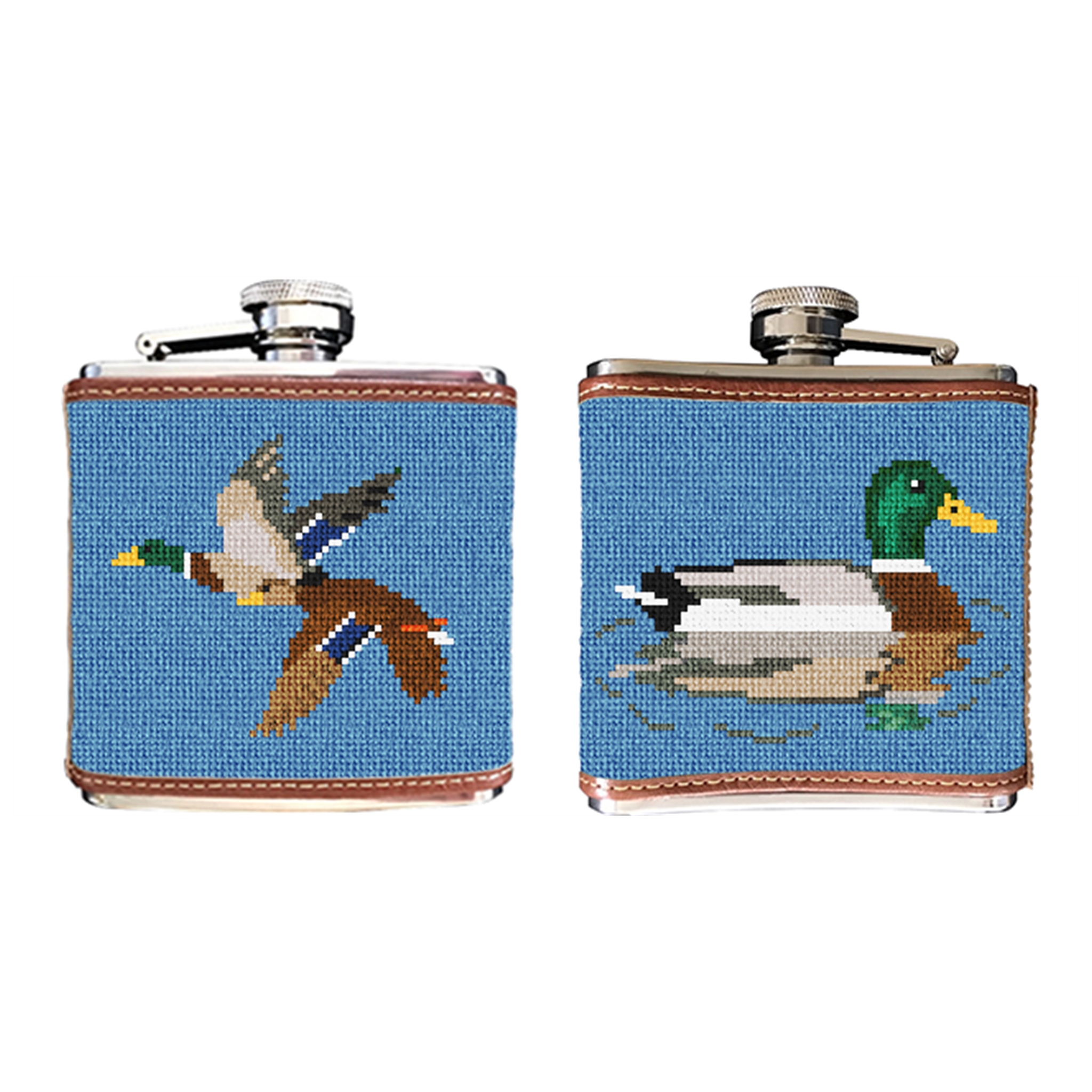 Mallard Needlepoint Flask