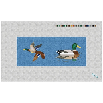 Mallard Needlepoint Flask Kit Stitched Preview