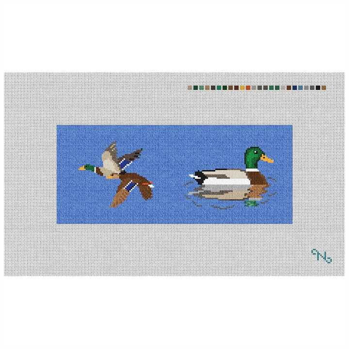 Mallard Needlepoint Flask Kit Stitched Preview