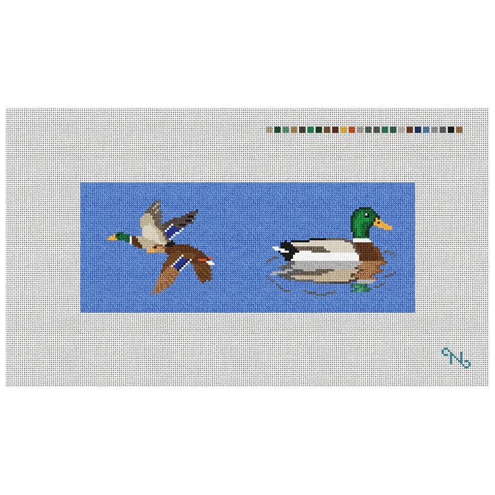 Mallard Needlepoint Wallet Kit Stitched Preview