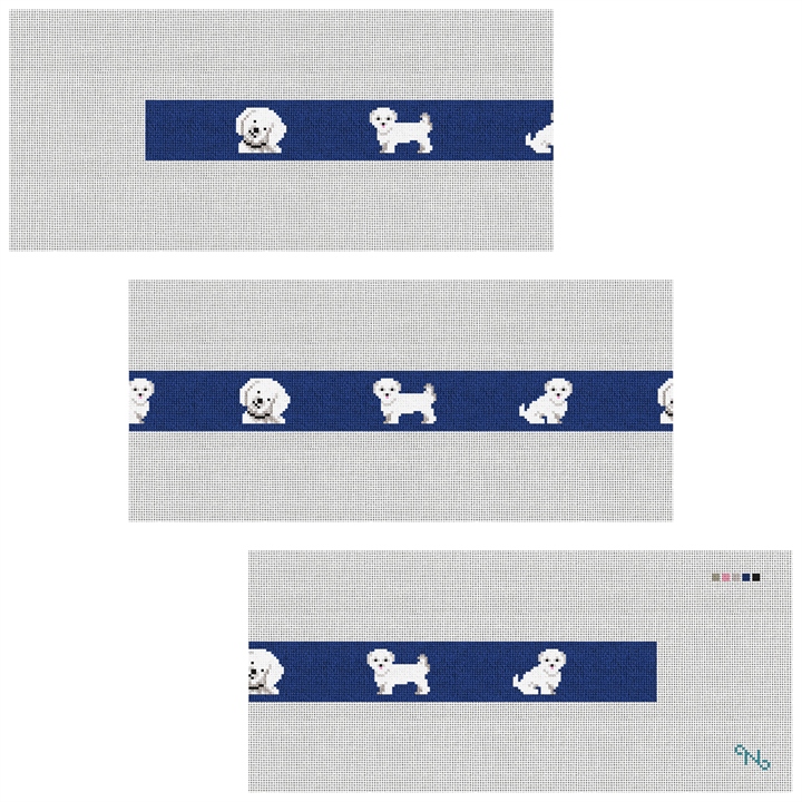 Maltese Needlepoint Belt Kit Stitched Preview