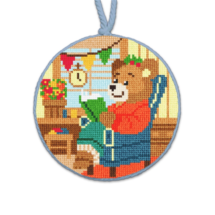 Mama Bear's Bow Needlepoint Ornament