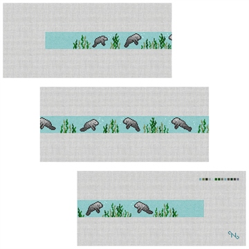 Manatee Needlepoint Belt Kit Stitched Preview