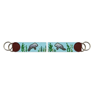 Manatee Needlepoint Key Fob
