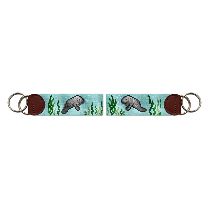 Manatee Needlepoint Key Fob