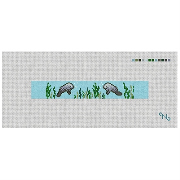 Manatee Needlepoint Key Fob Kit Stitched Preview