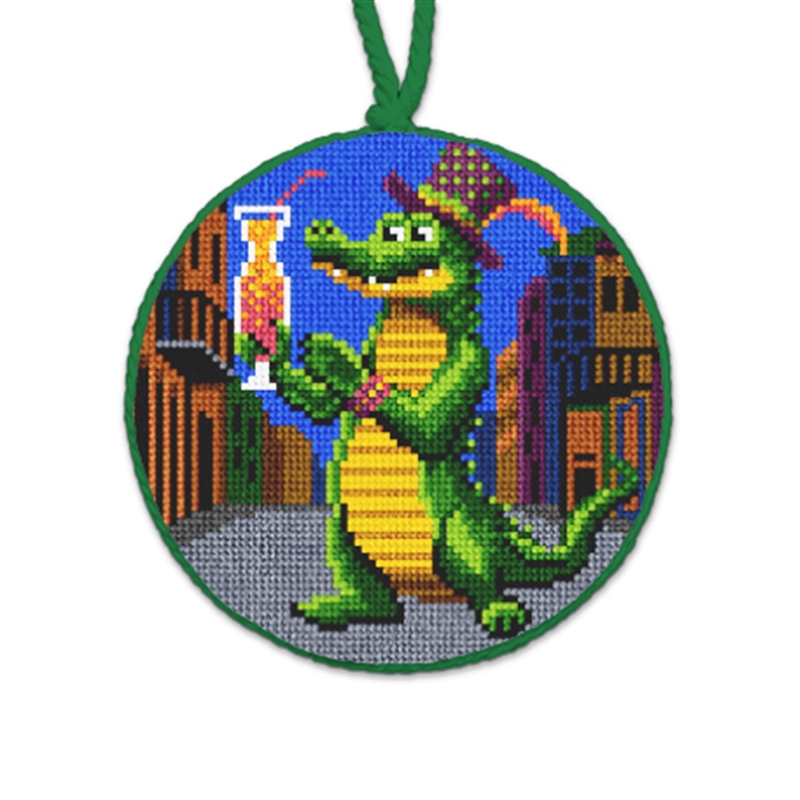 Mardi Gras Hurricane Needlepoint Ornament