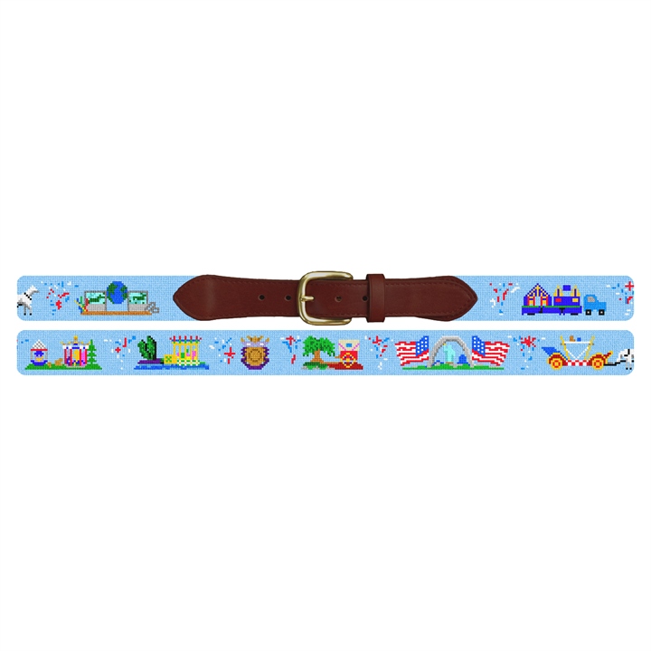Mardi Gras Parade Needlepoint Belt