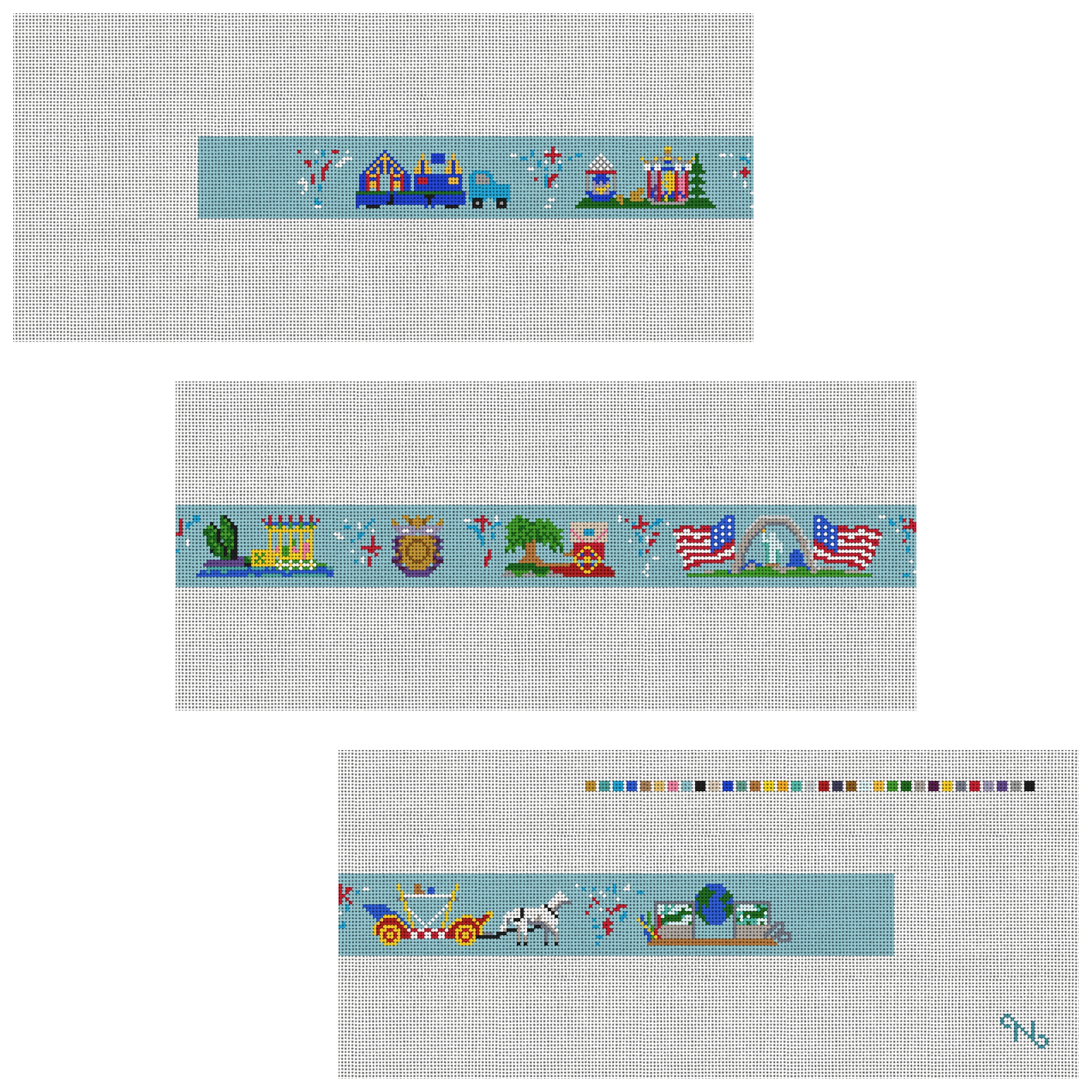 Mardi Gras Parade Needlepoint Belt Kit