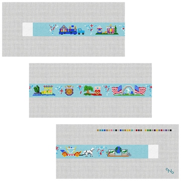 Mardi Gras Parade Needlepoint Belt Kit Stitched Preview