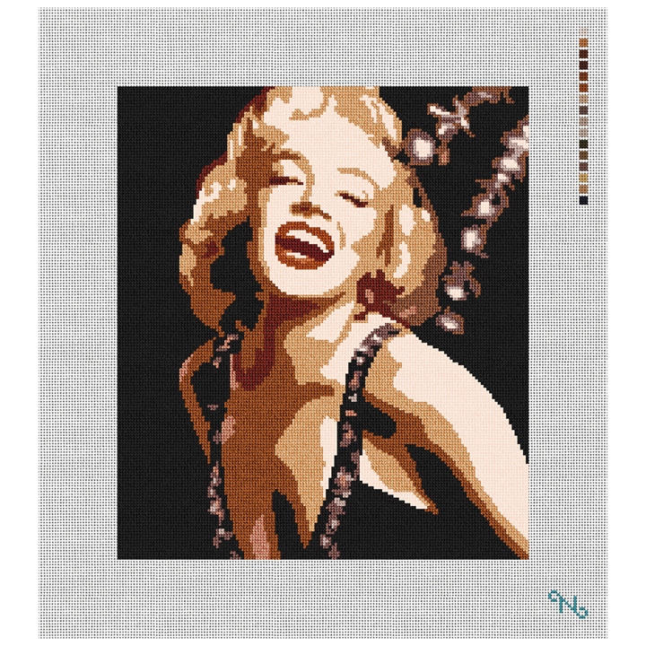 Marilyn Needlepoint Kit Stitched Preview