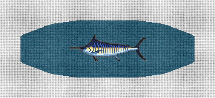 Marlin Cummerbund Needlepoint Kit Stitched Preview