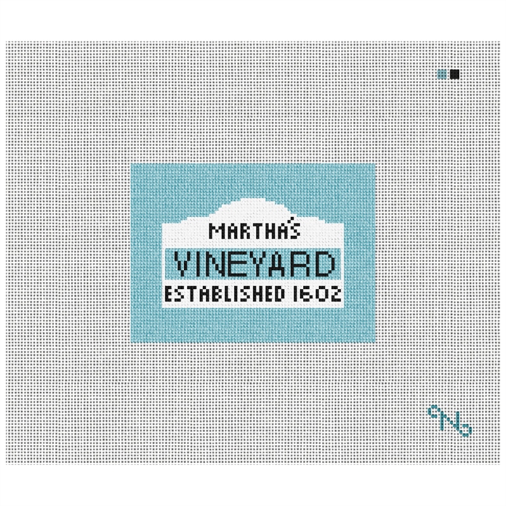 Martha's Sign Needlepoint Card Wallet Kit Stitched Preview