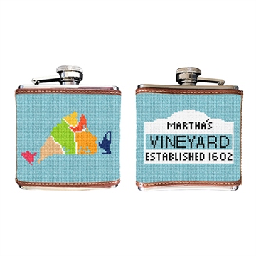 Martha's Vineyard Map Needlepoint Flask