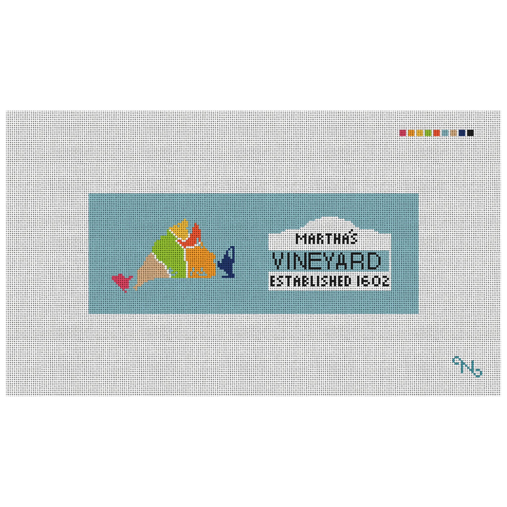 Martha's Vineyard Map Needlepoint Wallet Kit