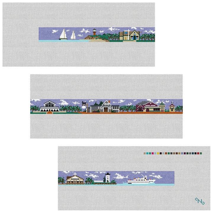 Martha's Vineyard Needlepoint Belt Kit Stitched Preview