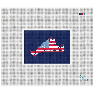 Martha's Vineyard Needlepoint Card Wallet Kit Stitched Preview
