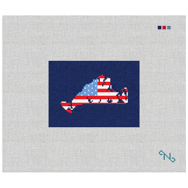 Martha's Vineyard Needlepoint Card Wallet Kit Stitched Preview