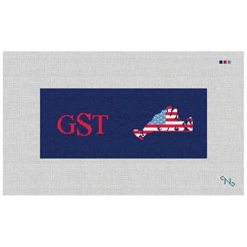 Martha's Vineyard Needlepoint Flask Kit Stitched Preview
