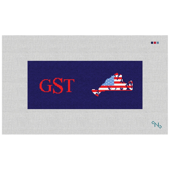 Martha's Vineyard Needlepoint Flask Kit Stitched Preview